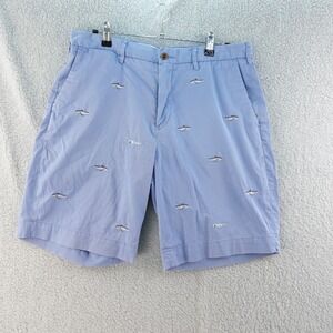 Polo Ralph Lauren Mens 32 Blue Fish Shark Embroidered Shorts Stretch Classic Fit